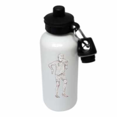 Football Icons Skribble Metal Water Bottle - Crouchie Robot